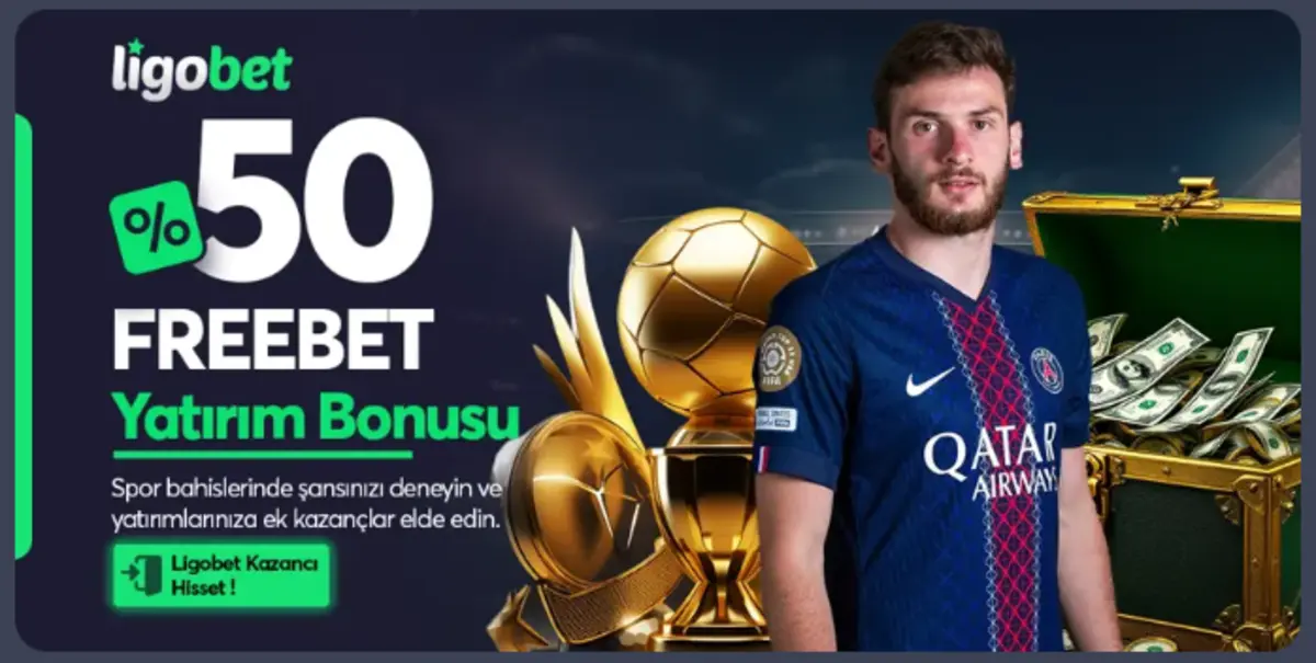 Ligobet %50 freebet spor bahis bonusu banner